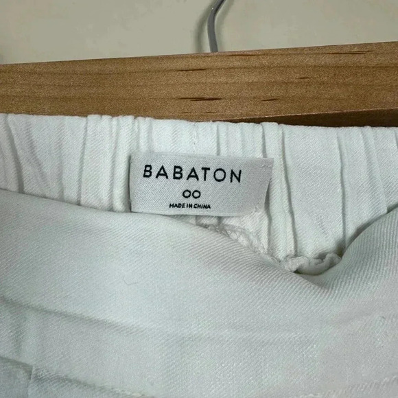 Babaton Aritzia Linen-Blend Mid Rise Trouser Pants Sophisticated White Size 00 - Picture 2 of 7